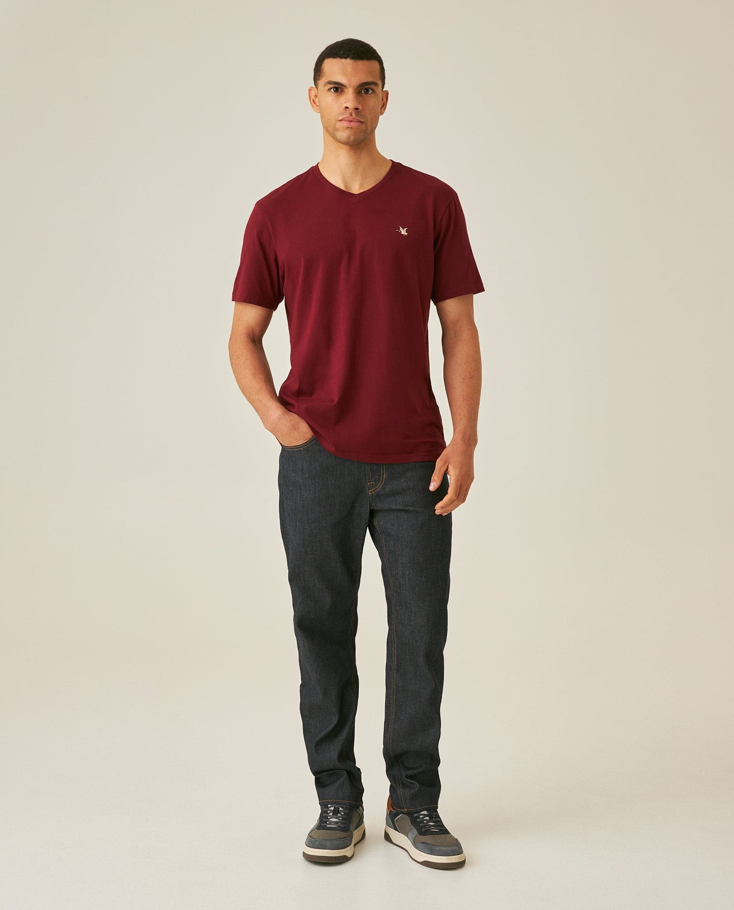 Men's Slim Fit V-Neck T-Shirt - Red