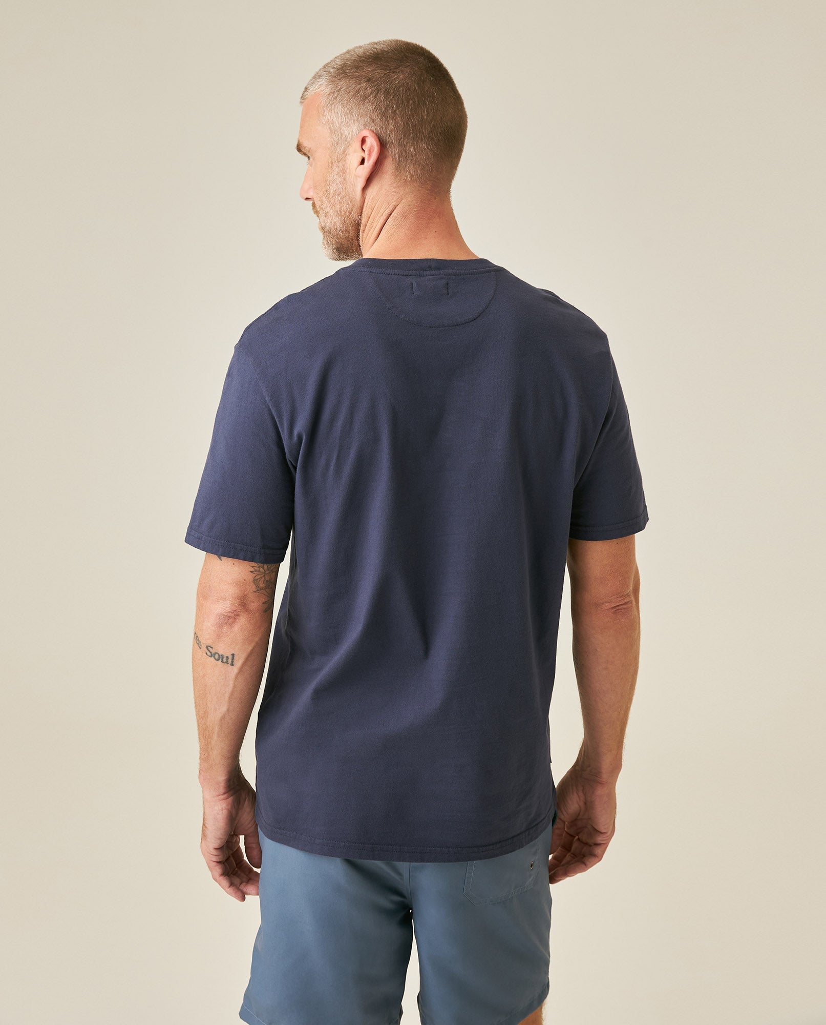 Men's T-Shirt Slim Fit Short Sleeve Crewneck Cotton Vibrant Embroidered Duck Heart Point Chest - Blue