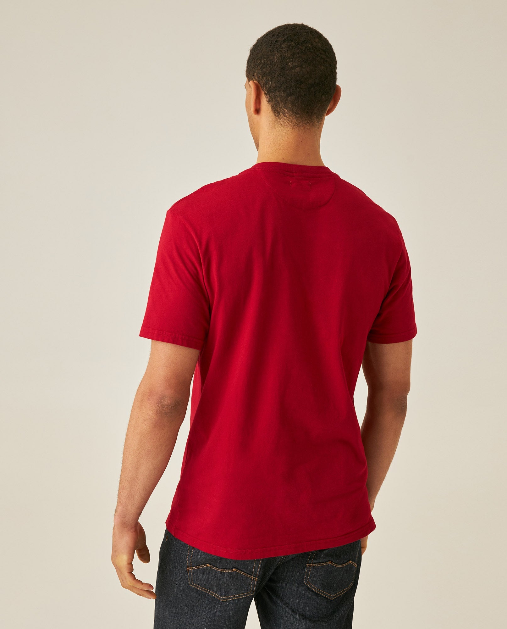 Men's T-Shirt Slim Fit Short Sleeve Crewneck Cotton Vibrant Embroidered Duck Heart Point Chest - Red