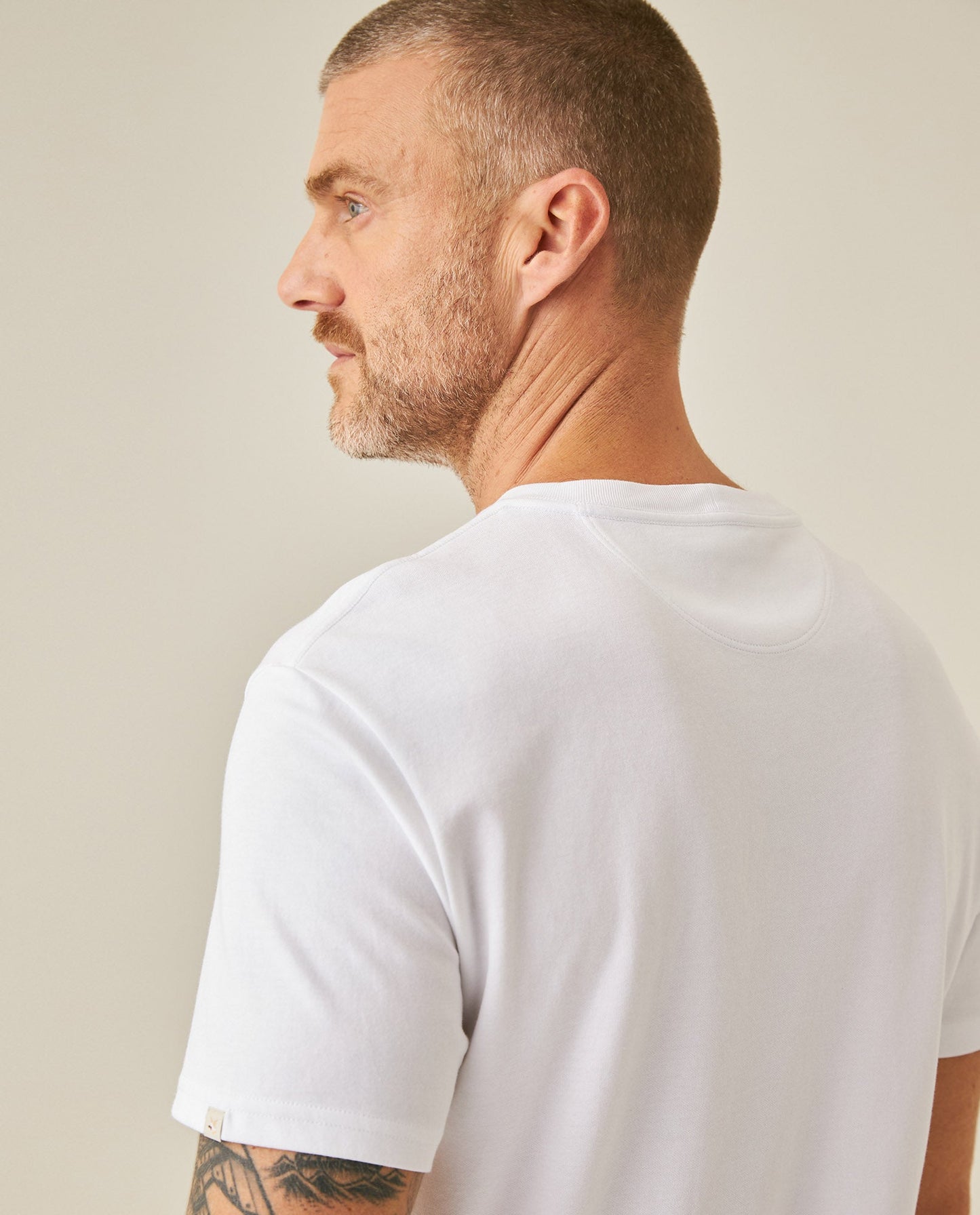 Men's T-Shirt Slim Fit Short Sleeve Cotton Polyester High Density Graphic Center Print Tactile Relief - White