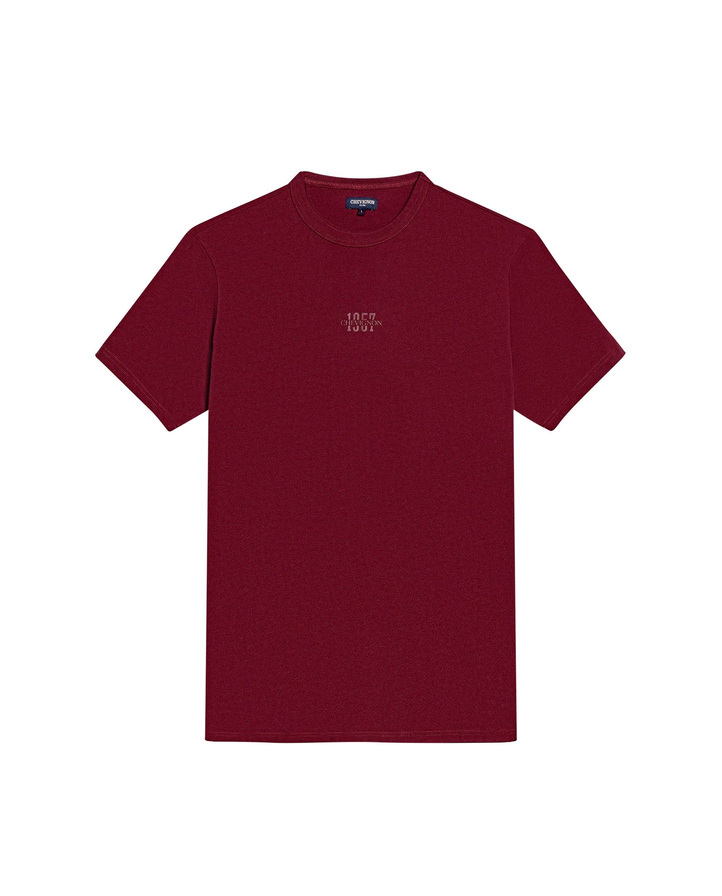 Men's T-Shirt Slim Fit Short Sleeve Cotton Jersey Heavy Mini Central High Density Graphic - Red