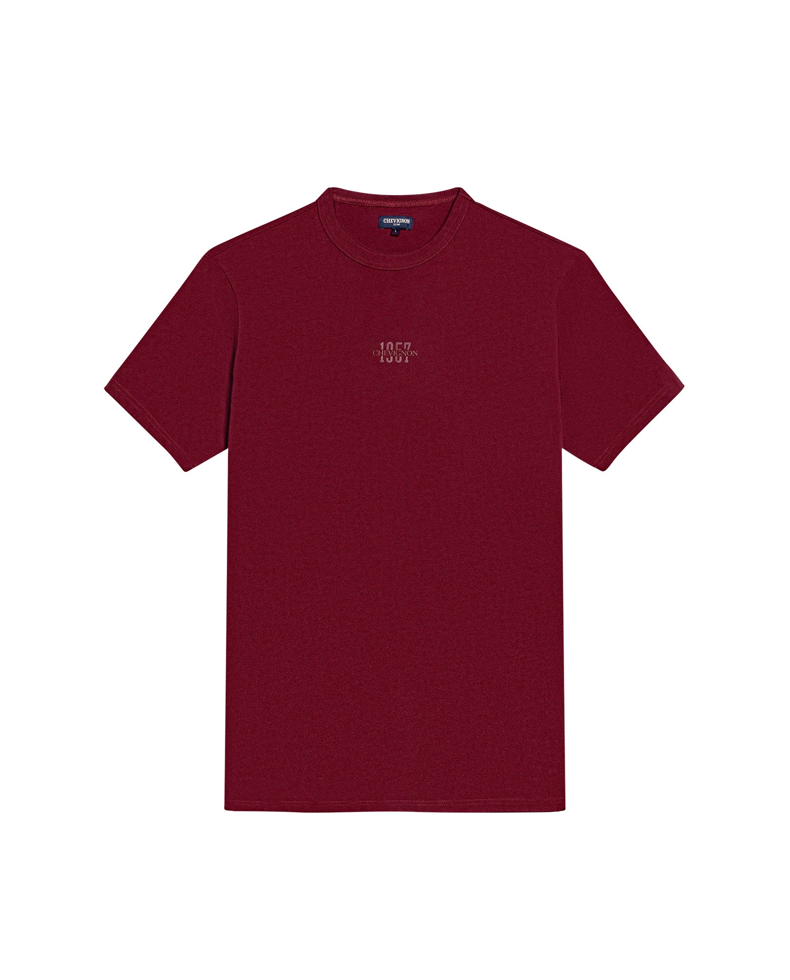 Men's T-Shirt Slim Fit Short Sleeve Cotton Jersey Heavy Mini Central High Density Graphic - Red