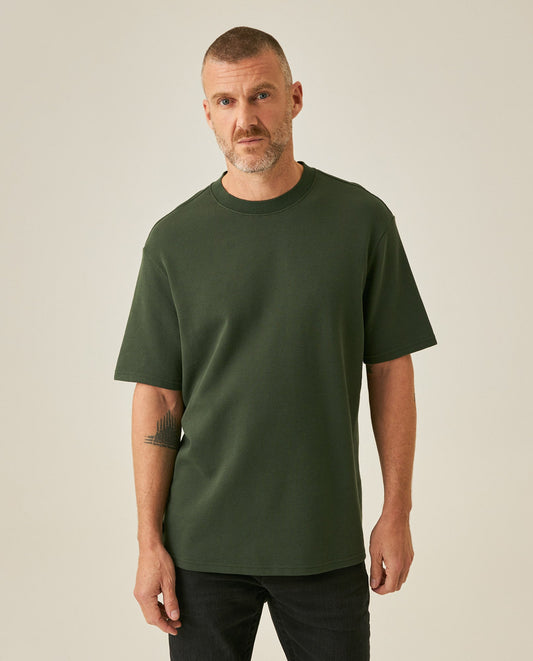 Men's T-Shirt Classic Fit Short Sleeve Cotton Polyester Waffle Texture Distinctive Tactile DiMen'sion - Green