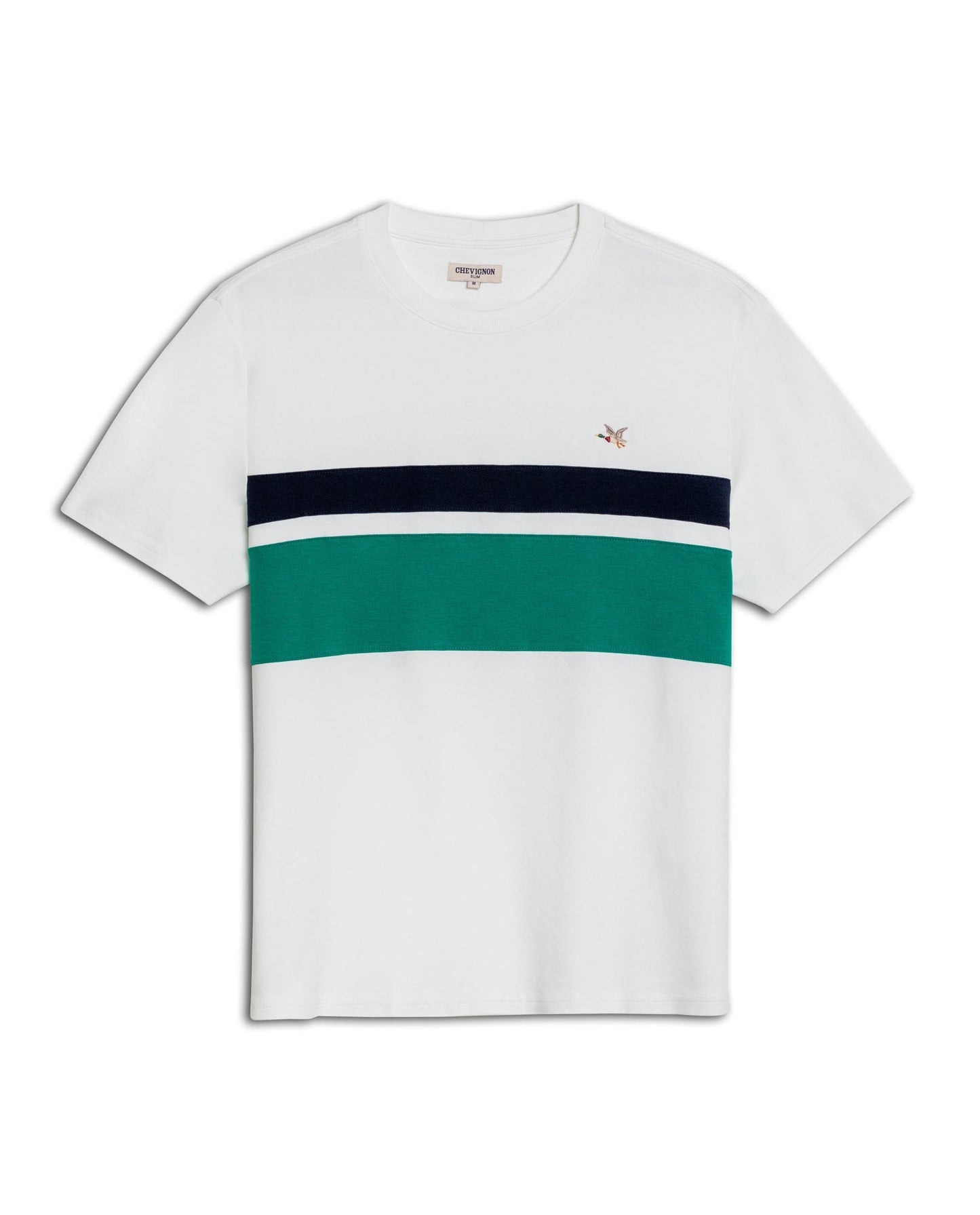 Men's T-Shirt Slim Fit Short Sleeve Cotton Jersey Normalized Varsity Color Blocks Tone on Tone Duck - Raw
