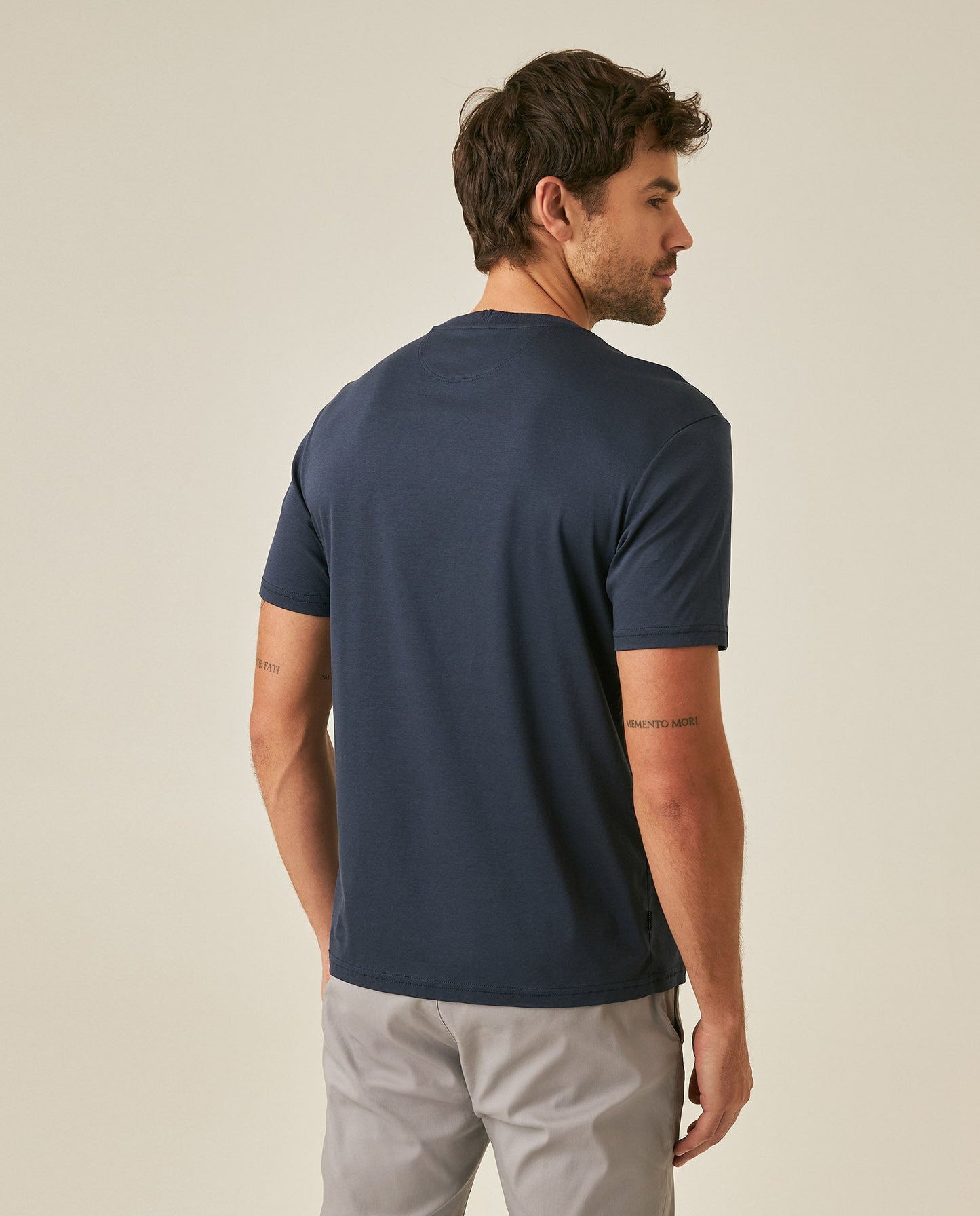 Men's T-Shirt Slim Fit Short Sleeve Modal Cotton Embossed Relief Graphic Touch - Blue