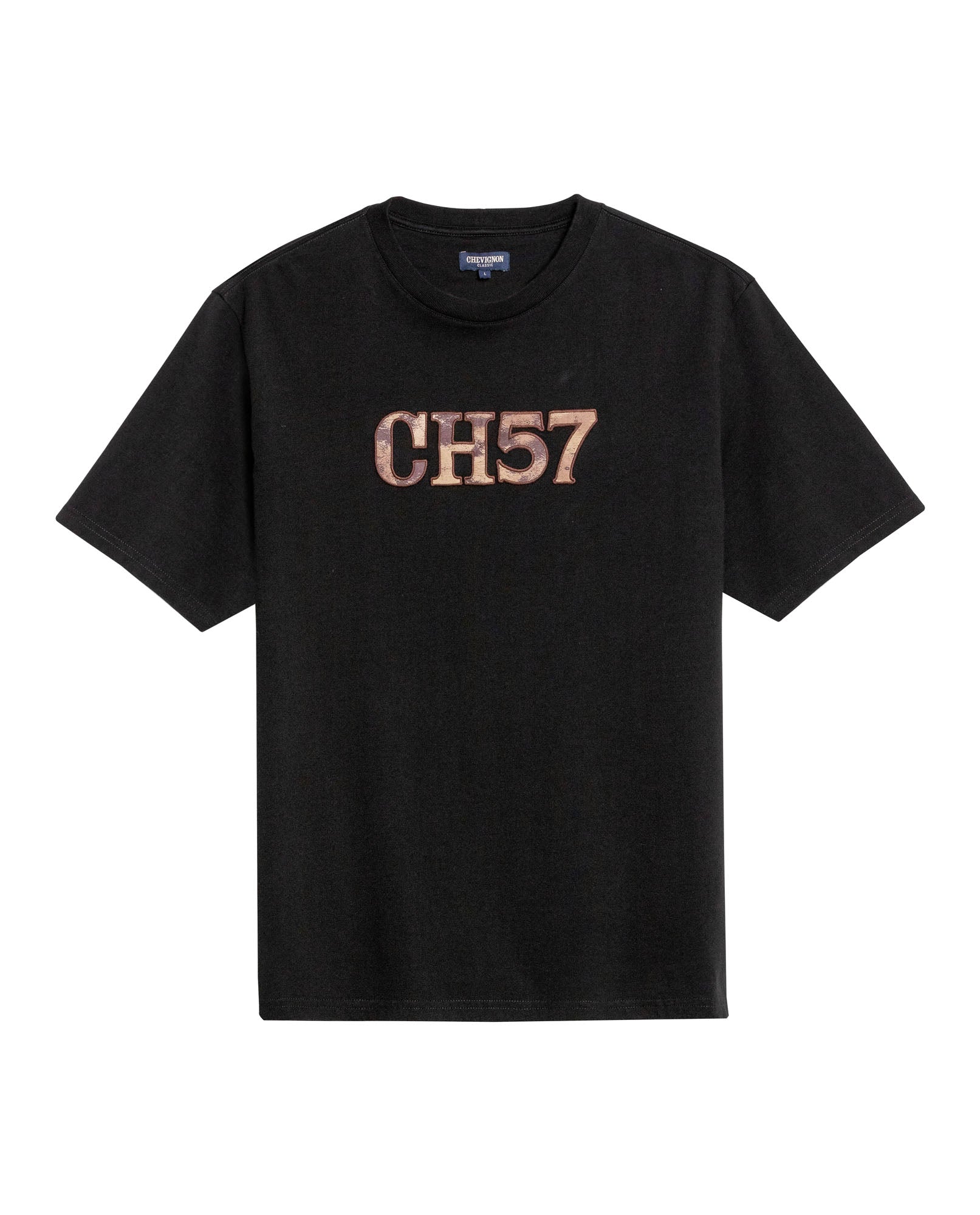 Men's T-Shirt Classic Fit Short Sleeve Crewneck Cotton Jersey Medium Weight Military Camo Aesthetic Chest Graphic - Black
