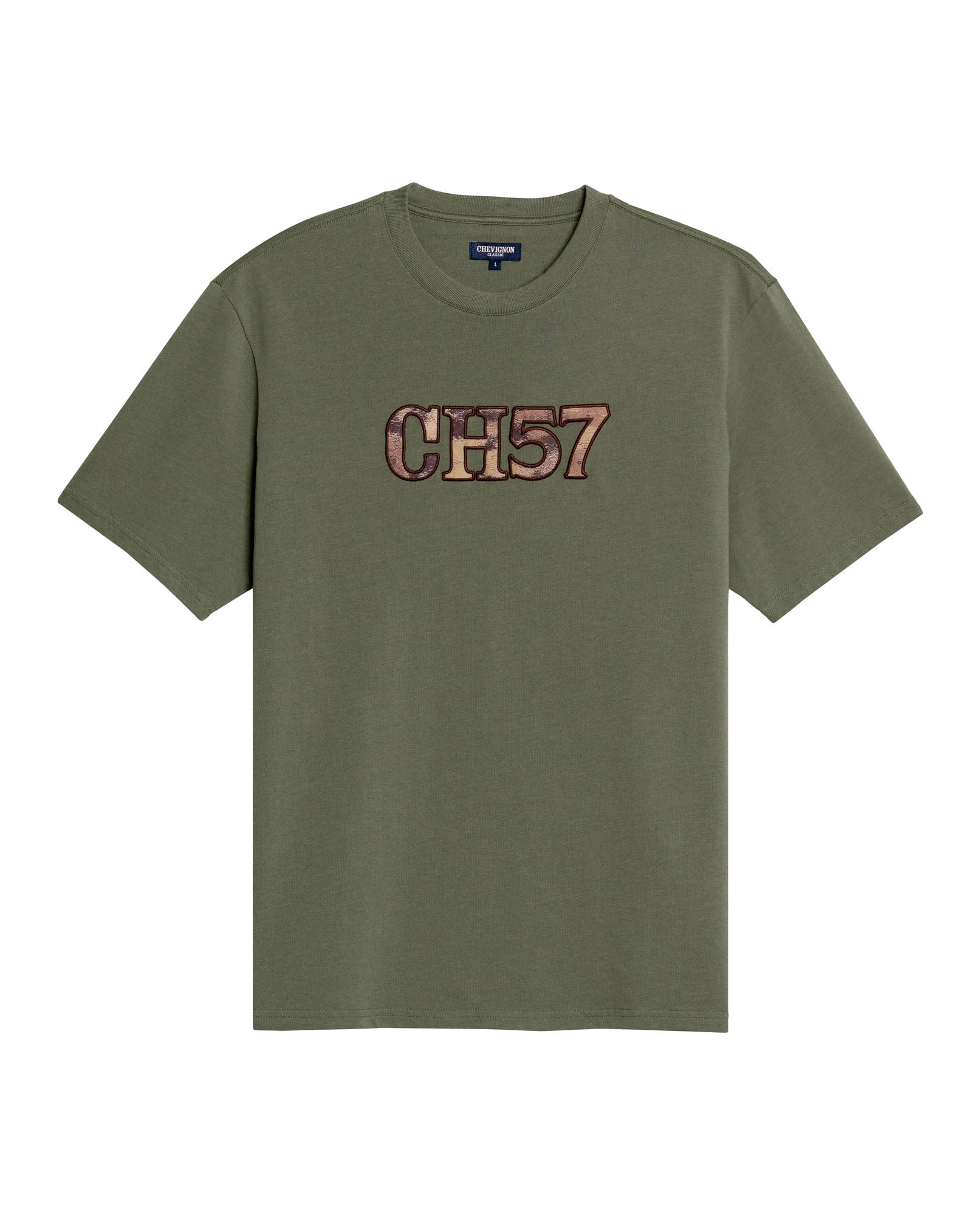 Men's T-Shirt Classic Fit Short Sleeve Crewneck Cotton Jersey Medium Weight Military Camo Aesthetic Chest Graphic - Green