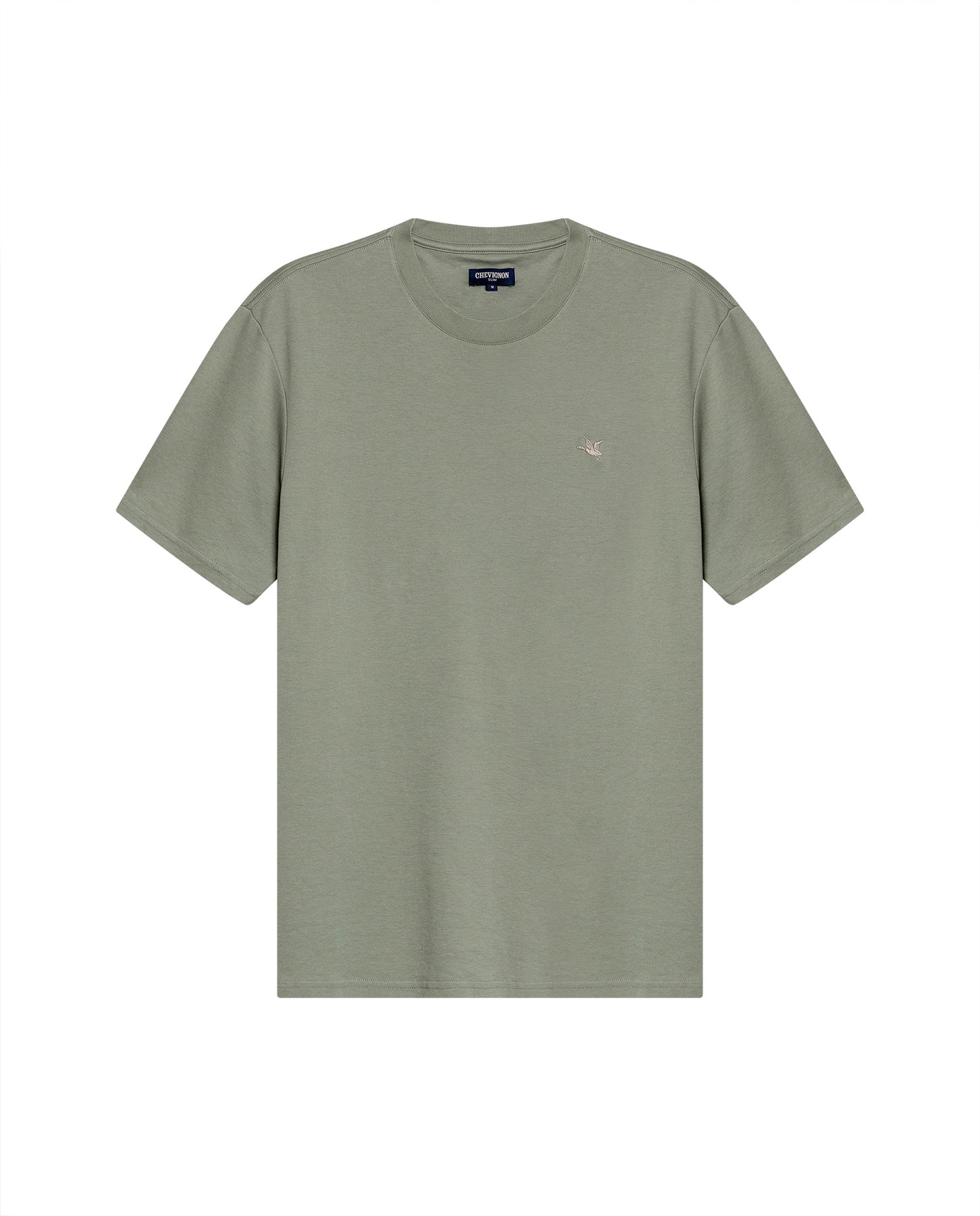 Men's T-Shirt Slim Fit Short Sleeve Cotton Jersey Double Knit Superior Durability Tone on Tone Duck Minimalist - Green