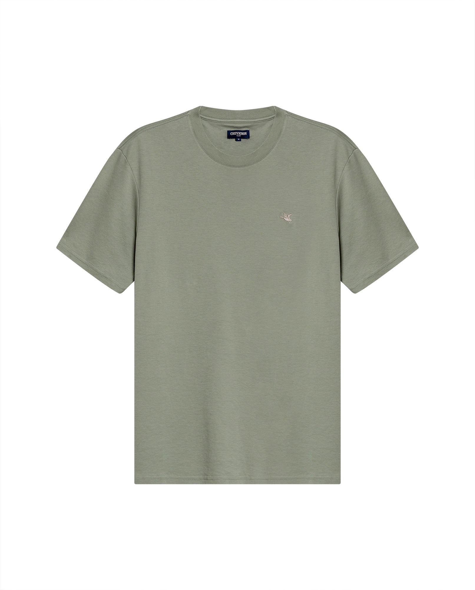 Men's T-Shirt Slim Fit Short Sleeve Cotton Jersey Double Knit Superior Durability Tone on Tone Duck Minimalist - Green