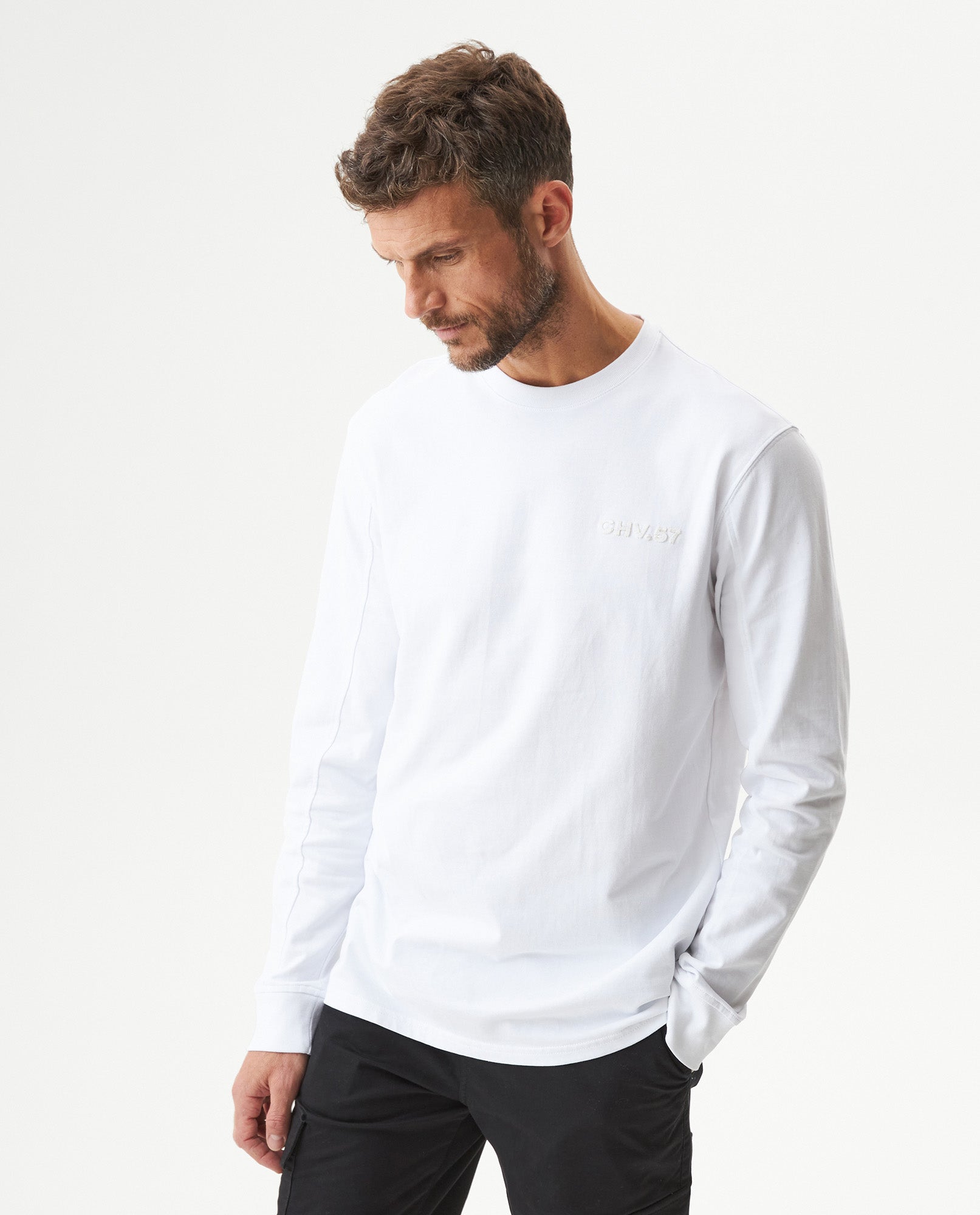 Men's Classic Fit Long Sleeve T-shirt in Cotton Voyage