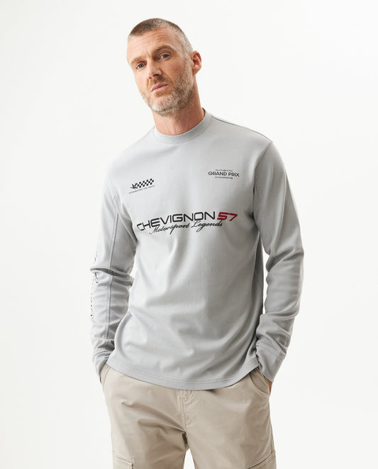 Men's Racing Long Sleeve Regular Fit T-shirt in Cotton Compass